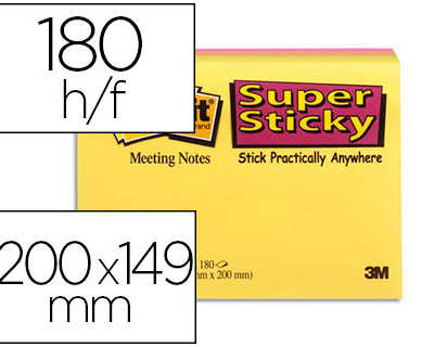 bloc-notes-post-it-super-stick-y-grand-format-203x152mm-meeting-notes-45f-coloris-naon-vert-jaune-orange-fuchsia-4-blocs