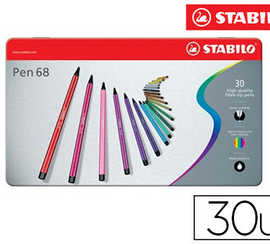 feutre-coloriage-stabilo-pen-6-8-encre-aquarellable-pointe-ogive-bloquae-bo-te-matal-30-unitas