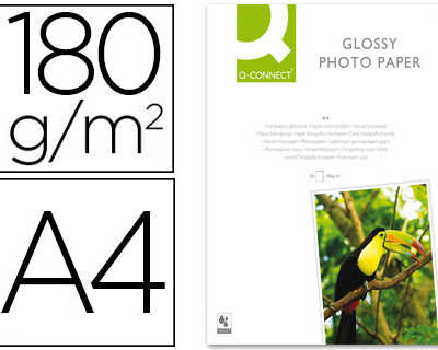 papier-photo-q-connect-jet-d-e-ncre-glaca-ultra-brillant-a4-180g-m2-compatible-toute-imprimante-paquet-50-feuilles