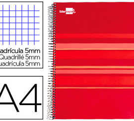 cahier-spirale-liderpapel-clas-sic-a4-210x297mm-160f-60g-m2-quadrillage-5mm-2-micro-perfor-4-trous-coil-lock-rouge