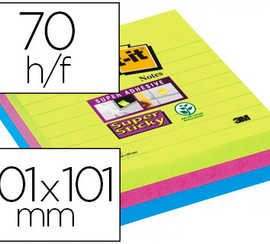 bloc-notes-post-it-super-stick-y-grand-format-101x101mm-70f-lignaes-adhasif-renforca-coloris-assortis-3-blocs