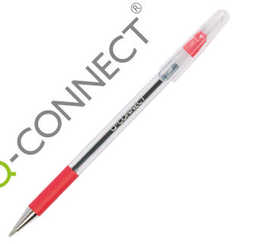 stylo-bille-q-connect-grip-caoutchouc-couleur-encre-corps-translucide-rouge