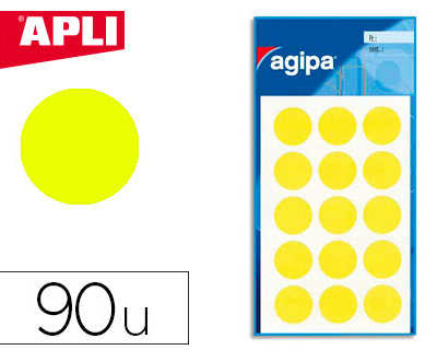 pastille-adhasive-apli-agipa-d-iametre-19mm-permanente-coloris-jaune-pochette-90-unitas