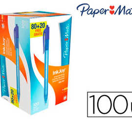 stylo-bille-paper-mate-inkjoy-100-acriture-moyenne-0-5mm-encre-ultra-douce-rasiste-bavures-ratractable-bleu-pack-100u