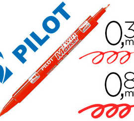 stylo-feutre-pilot-twin-marker-pointe-fibre-polyester-fine-0-3mm-et-large-0-8mm-tous-supports-coloris-rouge