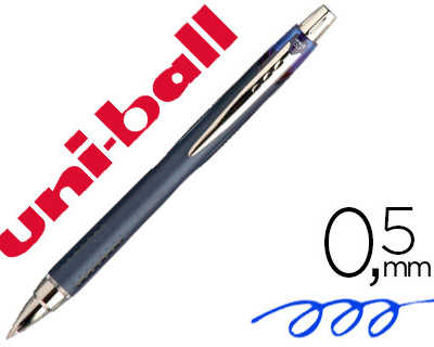 stylo-bille-uniball-jetstream-rt-acriture-moyenne-0-5mm-encre-gel-ratractable-grip-antiglisse-agrafe-matal-coloris-bleu