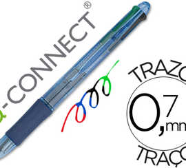 stylo-bille-q-connect-4-couleu-rs-acriture-moyenne-0-7mm-corps-translucide-bleuta-encre-classique-noir-bleu-rouge-vert