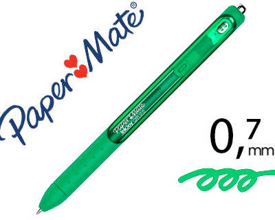 stylo-bille-paper-mate-inkjoy-gel-ratractable-acriture-moyenne-0-3mm-encre-douce-grip-coloris-vert