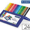 CRAYON COULEUR STAEDTLER ERGOS OFT TRIANGULAIRE 175MM MINE DOUCE 3MM EXCELLENT CONFORT ATUI PLASTIQUE CHEVALET 24 UNITAS