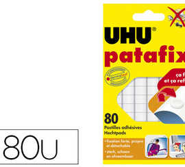 pastille-adhasive-uhu-patafix-fixe-momentanament-dafinitivement-documents-objets-coloris-blanc-sachet-80-unitas