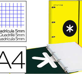 classeur-liderpapel-antartik-rembord-4-anneaux-ronds-25mm-feuillet-mobile-a4-quadrillage-5mm-coloris-jaune