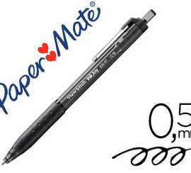 stylo-bille-paper-mate-inkjoy-300-rt-acriture-moyenne-0-5mm-encre-douce-ratractable-clip-matal-rasiste-bavures-grip-noir