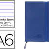 CARNET LIDERPAPEL COUVERTURE SIMILI CUIR ENCOLLÉE A6 10,5X14,8CM 70G 240 PAGES LIGNÉ FERMETURE ÉLASTIQUE COLORIS BLEU