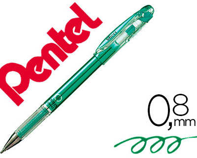 roller-pentel-m-tal-slicci-pointe-aiguille-criture-fine-0-8mm-corps-fin-court-13-5cm-encre-gel-couleur-vert