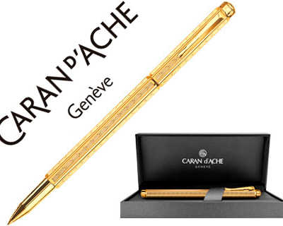 roller-caran-d-ache-ecridor-ch-evron-clip-flexible-fermeture-capuchon-dor-criture-bleue-tui