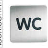 PLAQUE PICTOGRAMME DURABLE WC CARRA GRAND FORMAT ACIER BROSSA INOXYDABLE PASTILLE ADHASIVE AU DOS 150X150MM