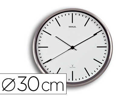 horloge-maulfly-30rc-radiopilotee-pile-aa-1-5v-incluse-cadre-fin-aluminium-brosse-ronde-coloris-blanc