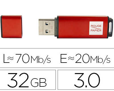 cle-usb-rouge-papier-3-0-32gb-lecture-70mb-s-ecriture-20mb-sflash-coloris-rouge