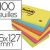 BLOC-NOTES POST-IT COULEURS AN ERGIQUES 76X127M 100F REPOSITIONNABLES 5 COLORIS ASSORTIS 6 BLOCS