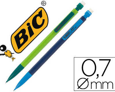 porte-mine-bic-matic-combos-0-7mm-embout-gomme-corps-et-agrafe-coloras-3-mines-hb