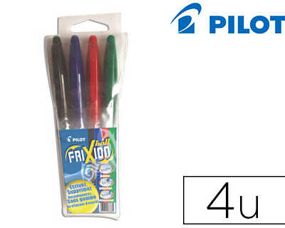 roller-pilot-frixion-ball-acri-ture-moyenne-0-5mm-encre-effacable-rechargeable-gomme-couleurs-standard-pochette-4-unitas
