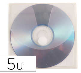pochette-q-connect-cd-dvd-polypropyl-ne-transparent-auto-adh-sive-rabat-velcro-sachet-5-unit-s