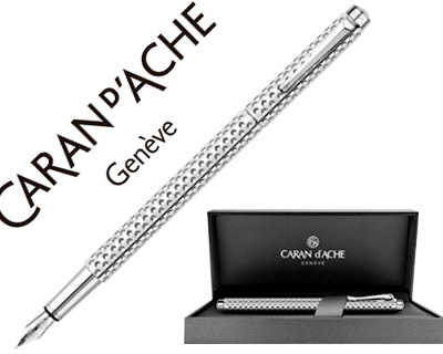 stylo-plume-caran-d-ache-rhodi-um-ecridor-golf-plume-fermeture-capuchon-clip-criture-moyenne-tui-luxe