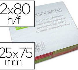 bloc-notes-q-connect-quick-not-es-couleurs-naon-rainbow-75x125mm-80f-repositionnables-rose-orange-vert-jaune-12-blocs