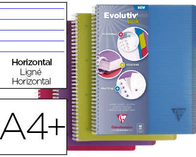 cahier-clairefontaine-linicolor-evolutiv-book-a4-22-5x29-7cm-90g-240p-r-glure-lign-e-4-trous-intercalaires-assortis