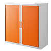 ARMOIRE PAPERFLOW EASYOFFICE 2 TABLETTES CHARGE 75KG STRUCTURE BLANCHE RIDEAUX 104X110X41,5CM COLORIS BLANC/ORANGE