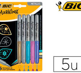 marqueur-bic-marking-pointe-ogive-trac-1-8mm-permanent-corp-plastique-coloris-m-talliques-blister-5u