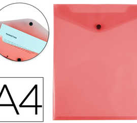 pochette-enveloppe-polypropyl-ne-liderpapel-verticale-fermeture-bouton-a4-210x297mm-180-microns-transparent-rouge