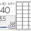 ÉTIQUETTE ADHÉSIVE AVERY JET D'ENCRE PAPIER VÉLIN EXTRA BLANC SÉCHAGE RAPIDE 63.5X38.1MM BOÎTE 840 UNITÉS ÉTIQUETTE ADHÉSIVE AVERY JET D'ENCRE PAPIER VÉLIN EXTRA BLANC SÉCHAGE RAPIDE 63.5X38.1MM BOÎTE 840 UNITÉS