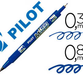 stylo-feutre-pilot-twin-marker-pointe-fibre-polyester-fine-0-3mm-et-large-0-8mm-tous-supports-coloris-bleu