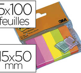 marque-pages-post-it-papier-no-tes-markers-15x50mm-coloris-naon-lot-5-blocsx100f