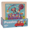 PRÉSENTOIR DE 9 PUZZLES EN BOIS THÈME TRANSPORT CADRE 150X150X9MM