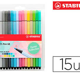 feutre-coloriage-stabilo-pen-6-8-pointe-moyenne-ogive-robuste-coloris-pastel-pochette-de-15-unitas-dont-5-fluos
