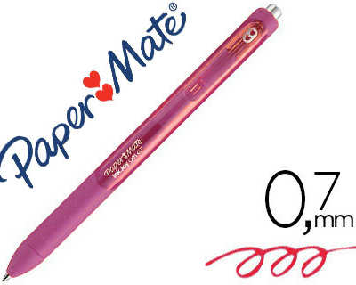 stylo-bille-paper-mate-inkjoy-gel-ratractable-acriture-moyenne-0-7mm-encre-douce-grip-coloris-berry