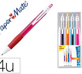 roller-gel-papermate-pointe-moyenne-r-tractable-couleurs-assorties-pochette-4-unit-s