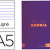 BLOC AGRAFÉ RHODIA COLOR N.16 A5 14.8x21CM COUVERTURE PELLICULÉE SAPHIR 70F 90G LIGNÉ MICROPERFORÉ SAPHIR