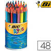 CRAYON COULEUR BIC KIDS EVOLUT ION RASINE SYNTHESE 140MM TRIANGLE GROS MODULE RASISTE MORDILLAGE POT 48 UNITAS