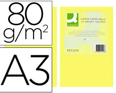 papier-couleur-q-connect-multi-fonction-a3-80g-m2-unicolore-jaune-intense-ramette-500-feuilles