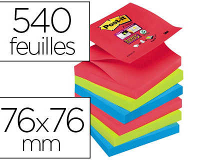 bloc-notes-post-it-recharges-z-notes-super-sticky-bora-bora-76x76mm-repositionnables-coquelicot-vert-bleu-6-blocs