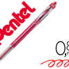 ROLLER PENTEL MÉTAL SLICCI POINTE AIGUILLE ÉCRITURE FINE 0.8MM CORPS FIN COURT 13.5CM ENCRE GEL COULEUR ROUGE