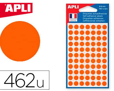 pastille-adhasive-apli-agipa-d-iametre-8mm-permanente-coloris-orange-pochette-462-unitas