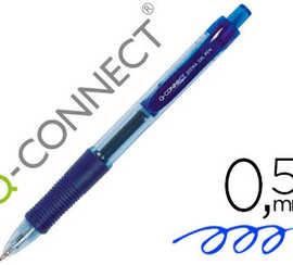 stylo-bille-q-connect-sigma-ecriture-moyenne-0-5mm-encre-gel-ratractable-corps-plastique-translucide-coloris-bleu