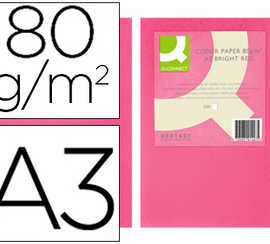 papier-couleur-q-connect-multi-fonction-a3-80g-m2-unicolore-rose-intense-ramette-500-feuilles