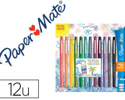 stylo-feutre-paper-mate-flair-original-pointe-moyenne-1-mm-longue-durae-de-vie-pochette-6-coloris-tropical