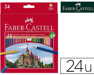 crayon-couleur-faber-castell-castle-hexagonal-coloris-vifs-tui-carton-24u
