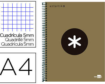 cahier-spirale-liderpapel-antartik-a4-240p-100g-rembord-quadrillage-5mm-microperfor-5-bandes-4-trous-coloris-or